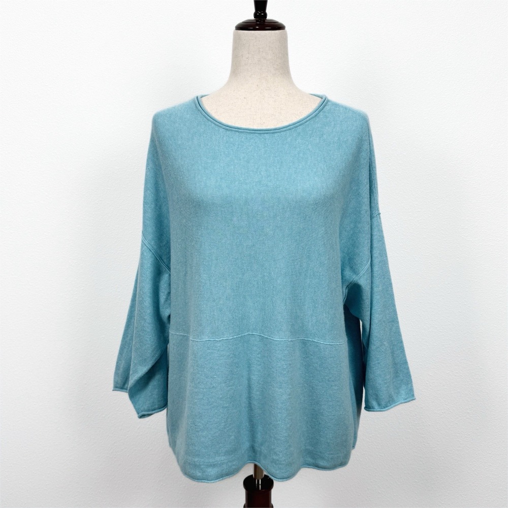 J Jill Pure Jill Sweater Womens XS Blue Cashmere Cotton Blend Kimono Cozy Soft